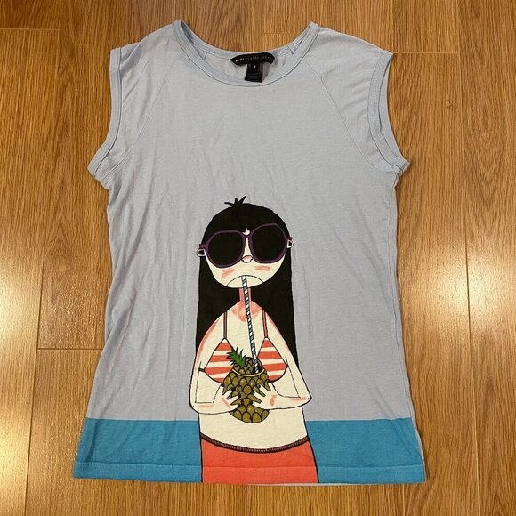 Marc by Marc Jacobs Rare "Miss Marc" Graphic Tee Blue - M - Picture 3 of 11